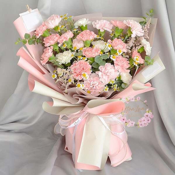 mẫu bó hoa cẩm chướng tặng 8 tháng 3